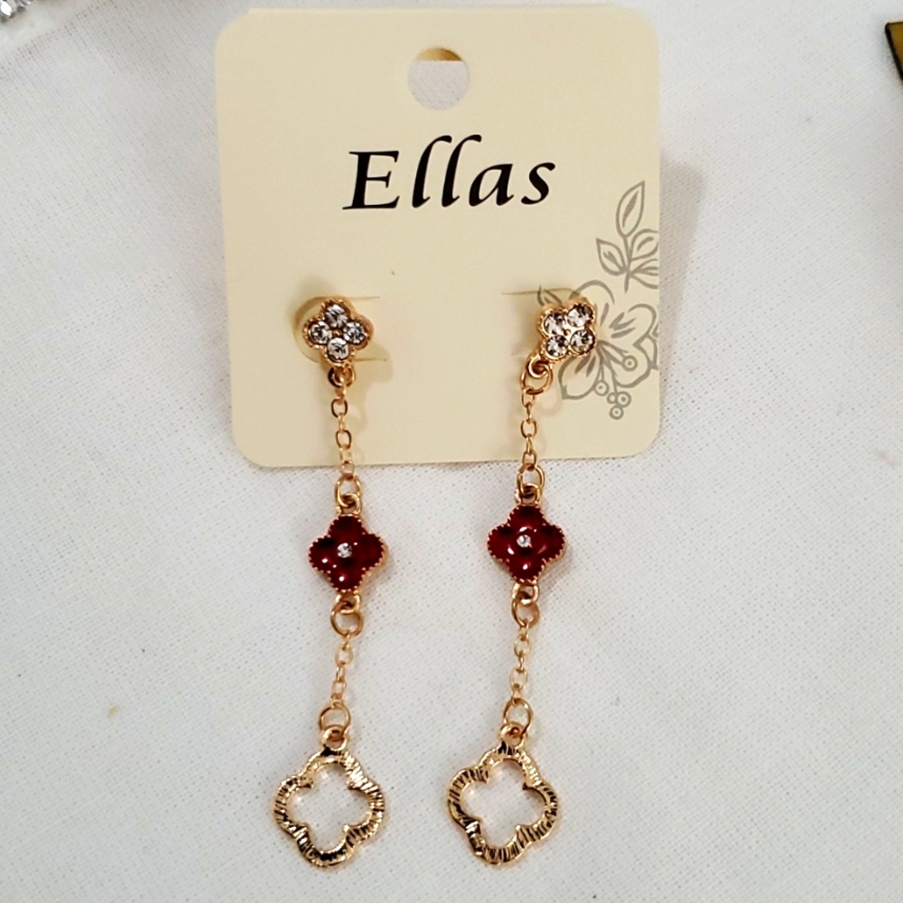 Ellas Long Red and Gold Earrings